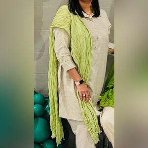 Sold Limelight Beige Striped Shirt set